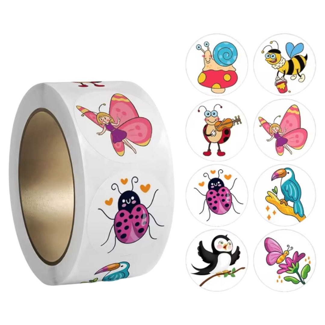 100 Stickers en Rollo - Insectos