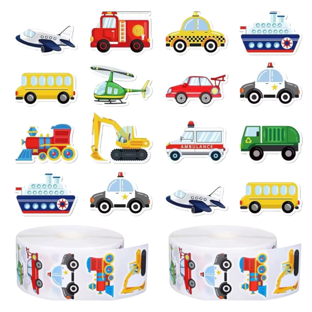 100 Stickers en Rollo - Transportes Modelo 3