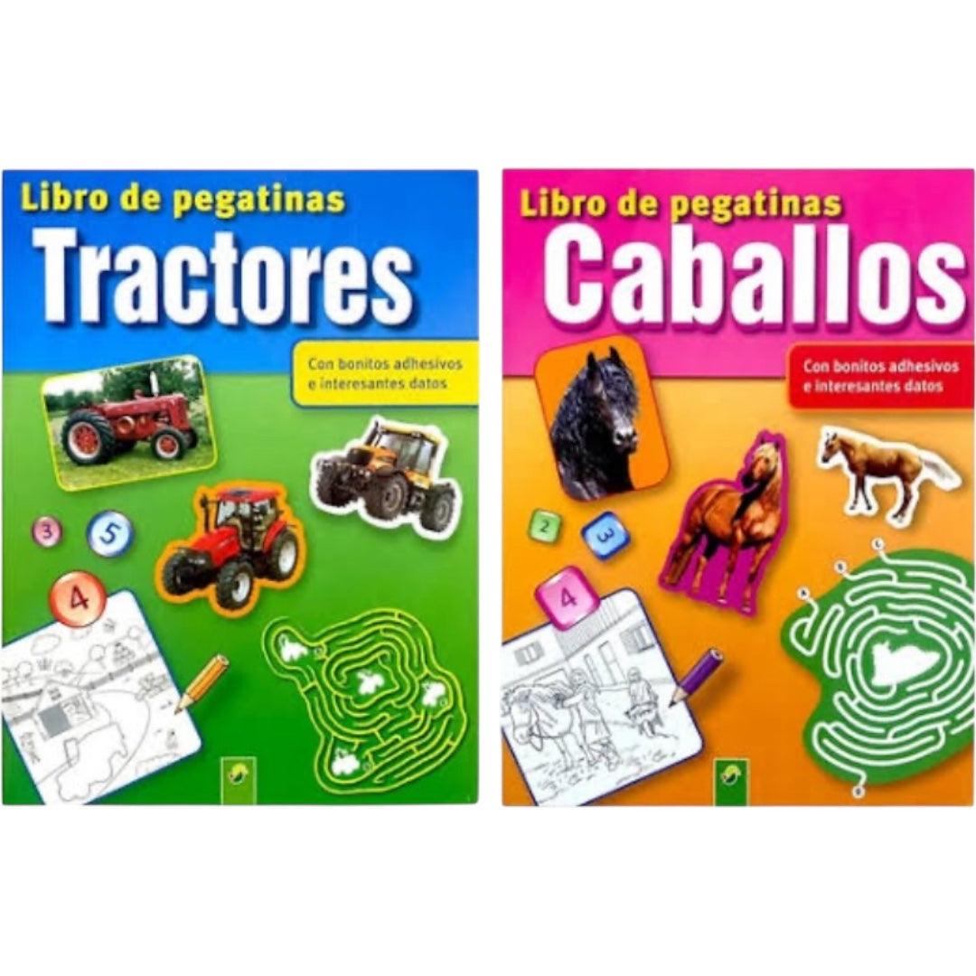 LIBRO DE PEGATINAS PACK X2 (TRACTORES / CABALLOS)