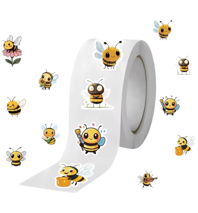 100 stickers en rollo - Abejitas