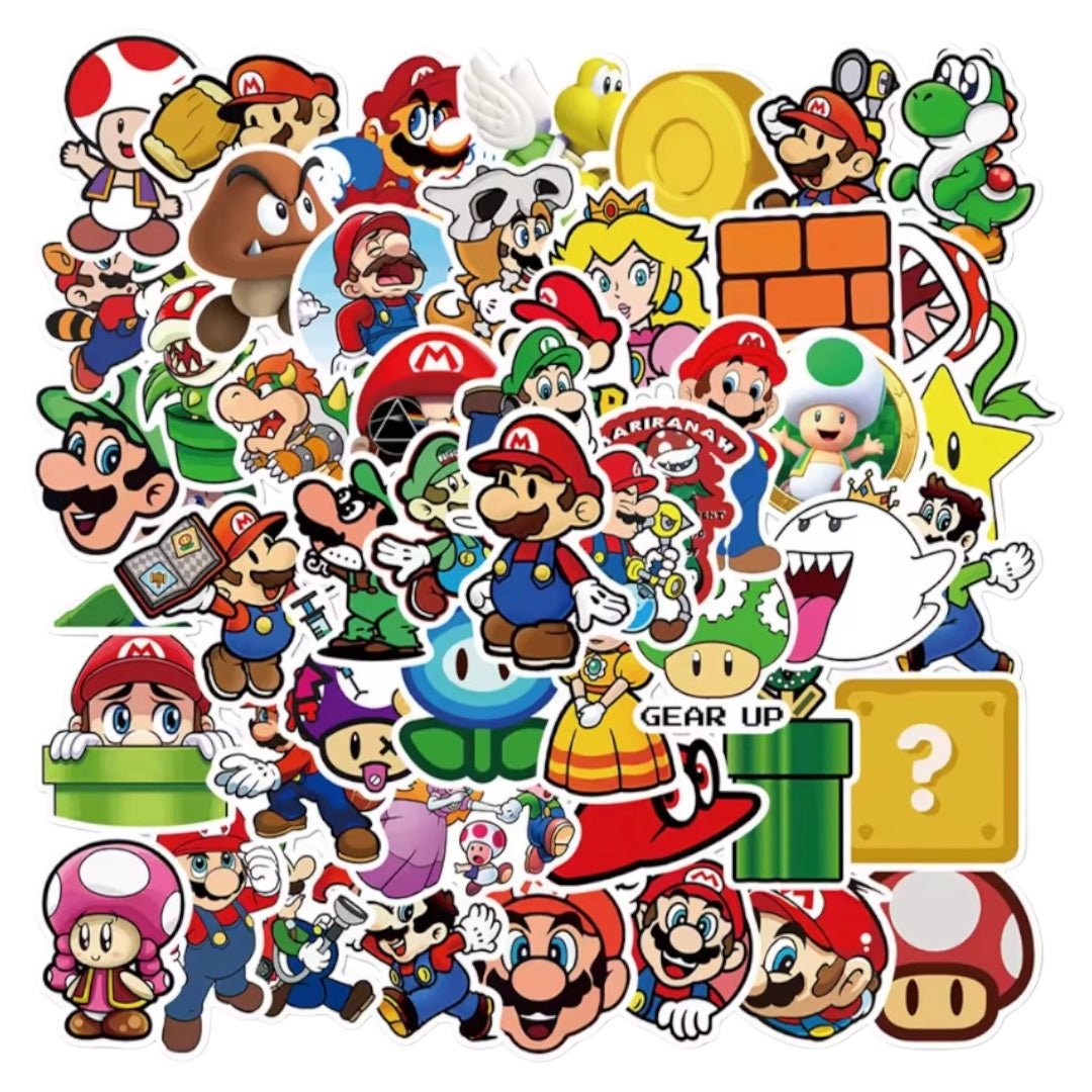 50 Stickers- Mario Bross Modelo 2