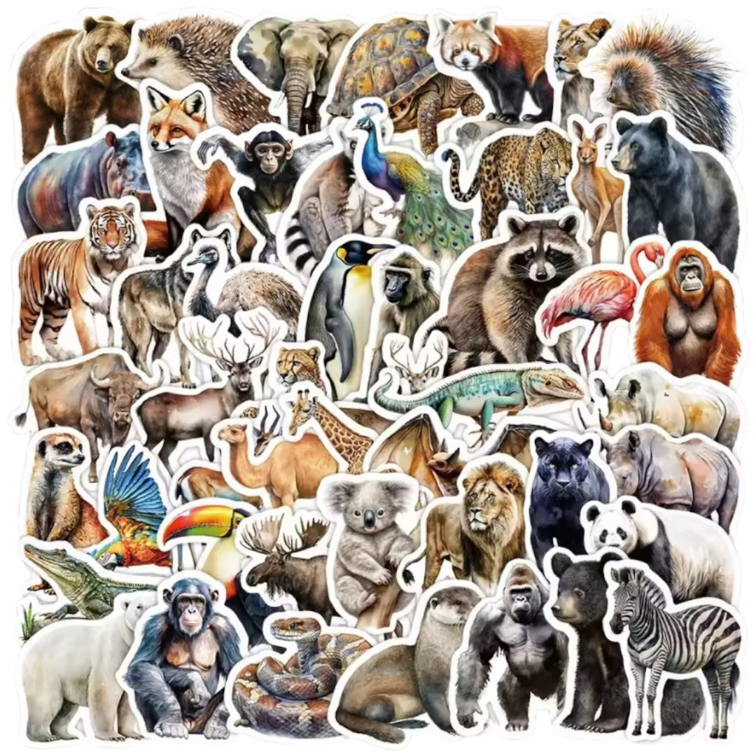 Pack x 50 Stickers Impermeables Jungla Modelo 1