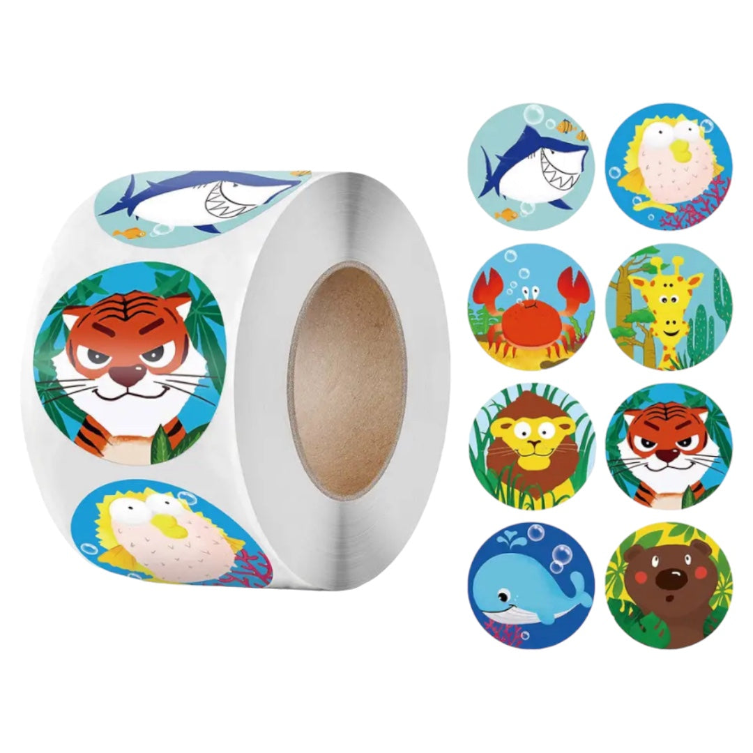 100 Stickers en Rollo - Modelo Animales 2 – BDP