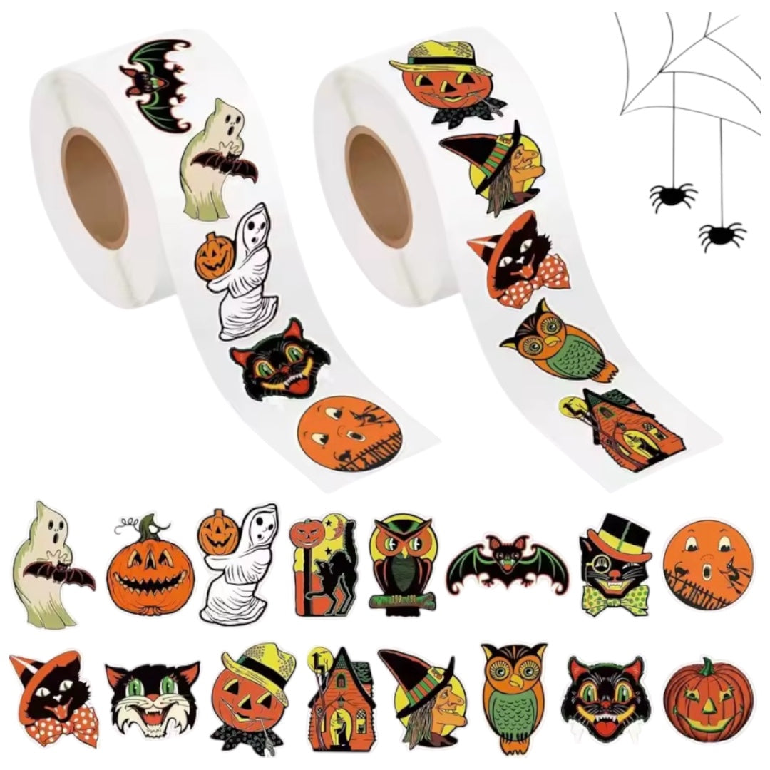 100 stickers en rollo Halloween