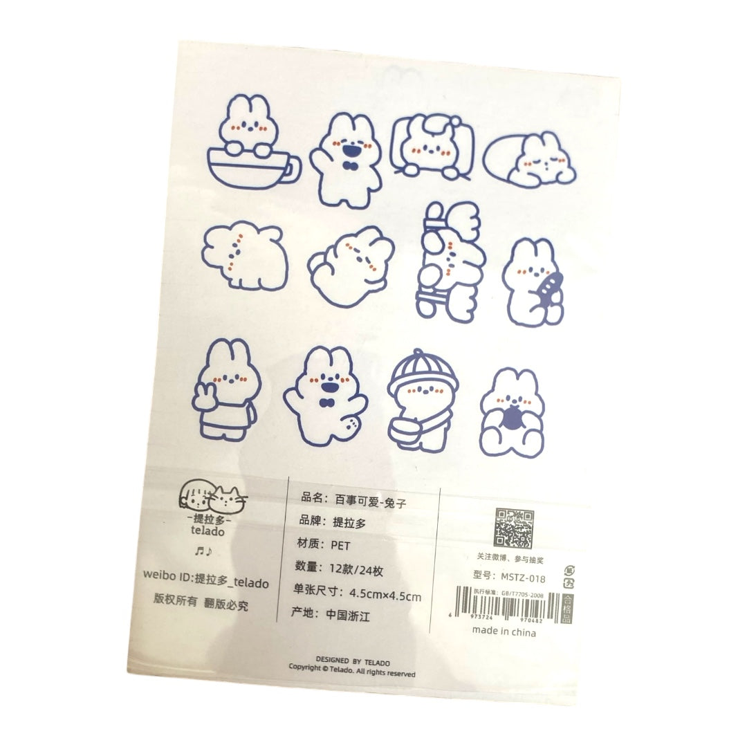 24 Stickers Transparentes- Conejitos