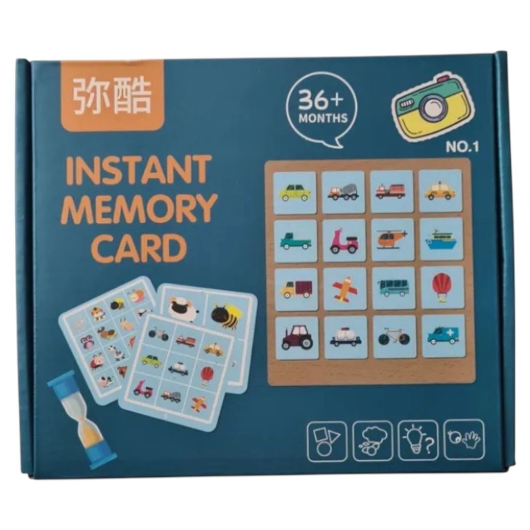 Juego de cartas de memoria instantánea de madera