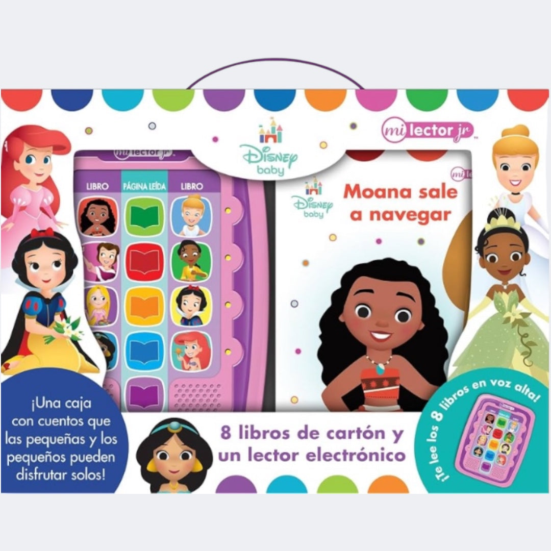 Disney Baby Moana, Ariel, Belle, Y Más Disney.  Biblioteca de 8 Libros y Lector Electrónico 2