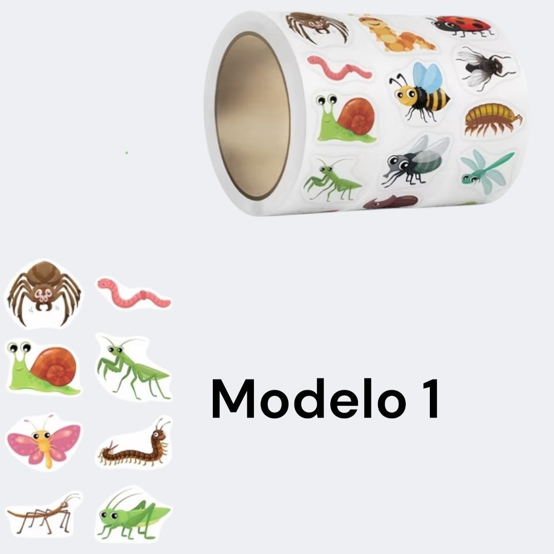 100 stickers en rollo insectos, bichitos