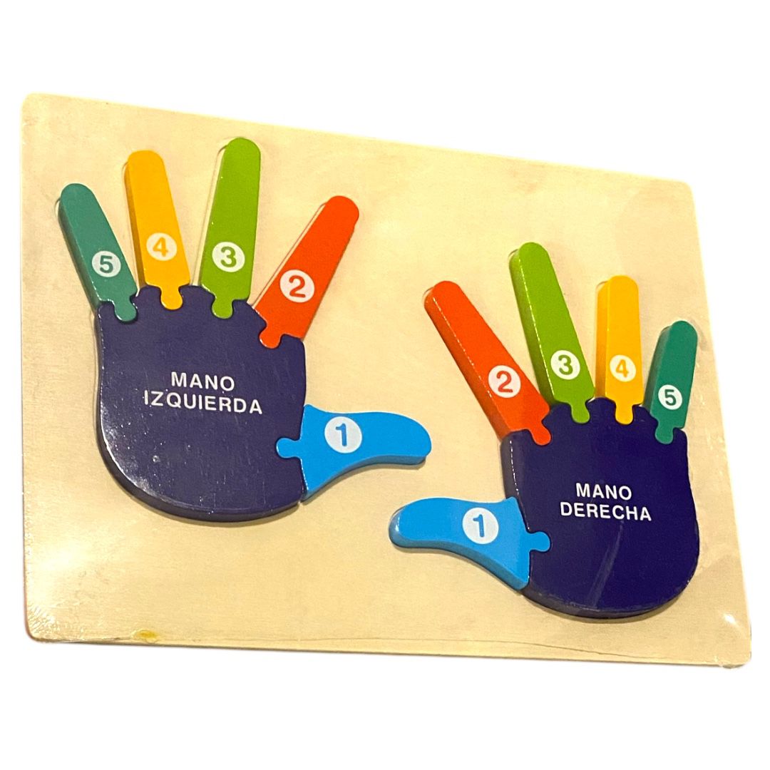 Juguete de rompecabezas de madera manos