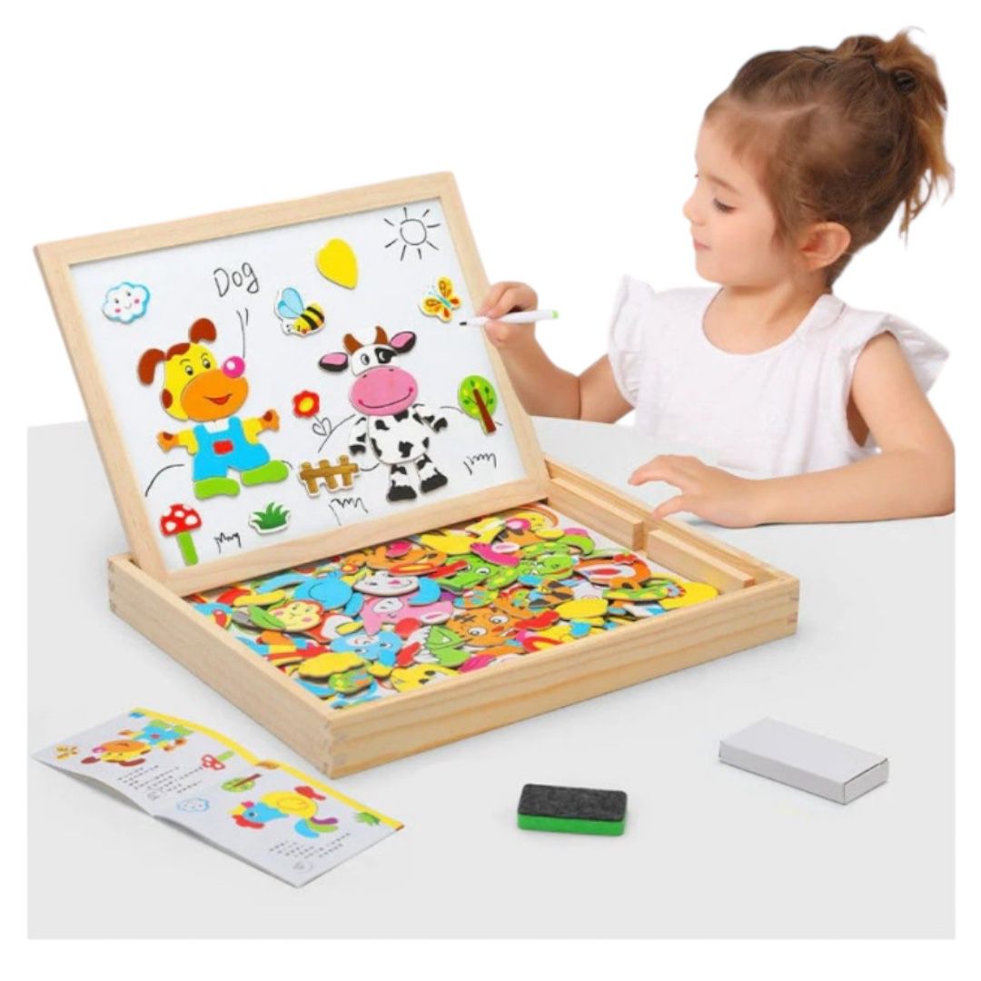 Tablero de dibujos magnético con rompecabezas