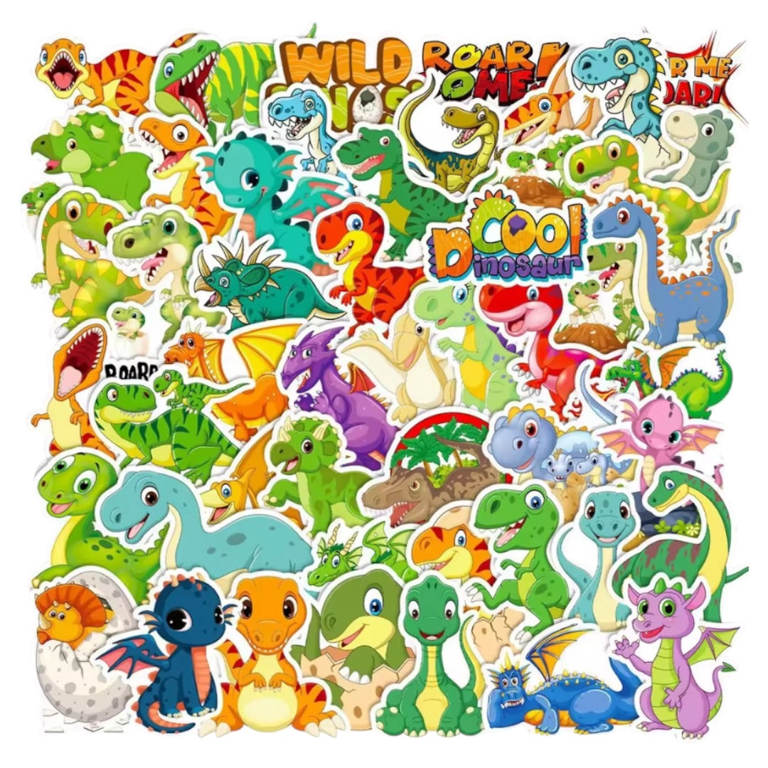 50 Pegatinas Impermeables- Dinosaurios