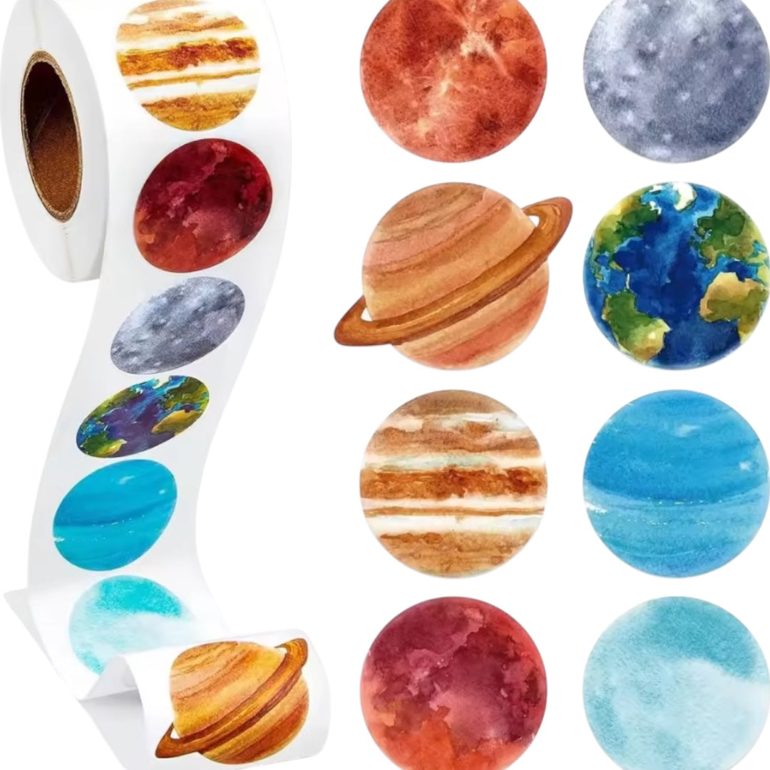 100 Stickers en Rollo - Modelos Planetas