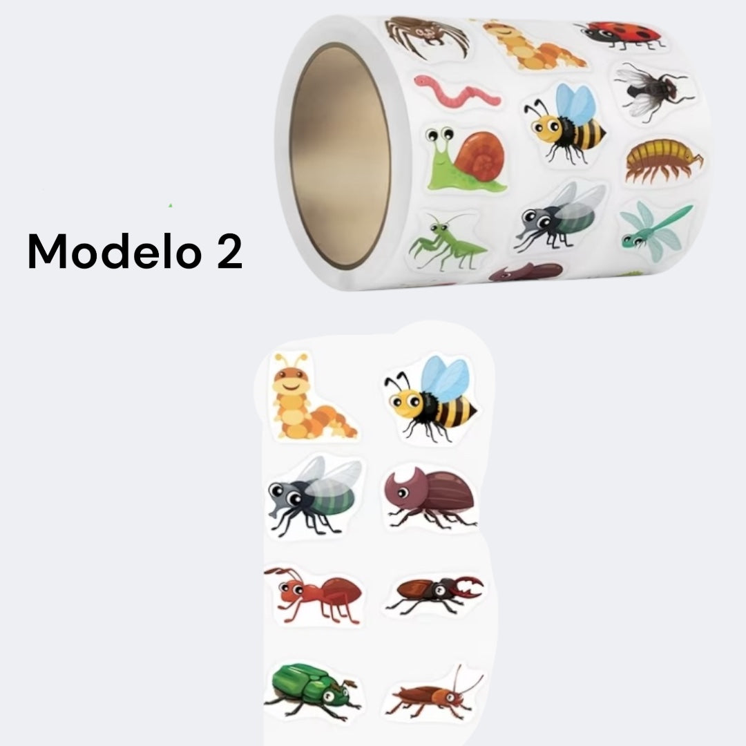 100 stickers en rollo insectos, bichitos