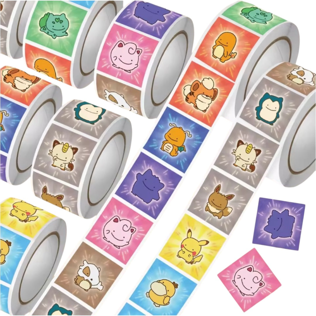 100 Stickers en Rollo - Pokémon Modelo 2