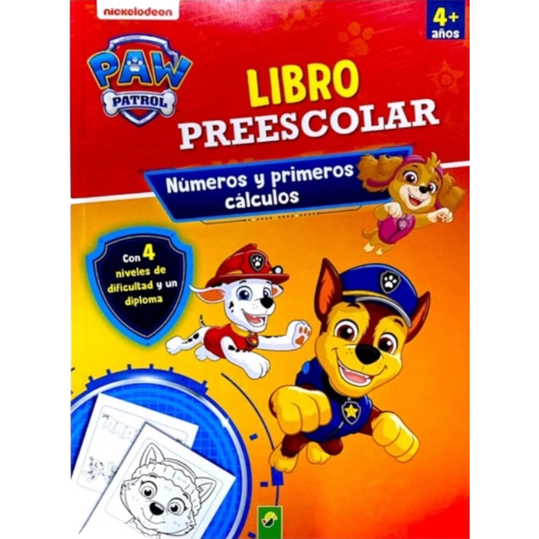 Libro Preescolar Paw Patrol  Números y Cálculos 4+