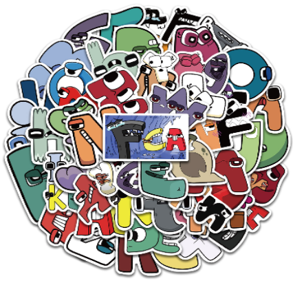 50 Stickers Impermeables - Alfabeto Personajes