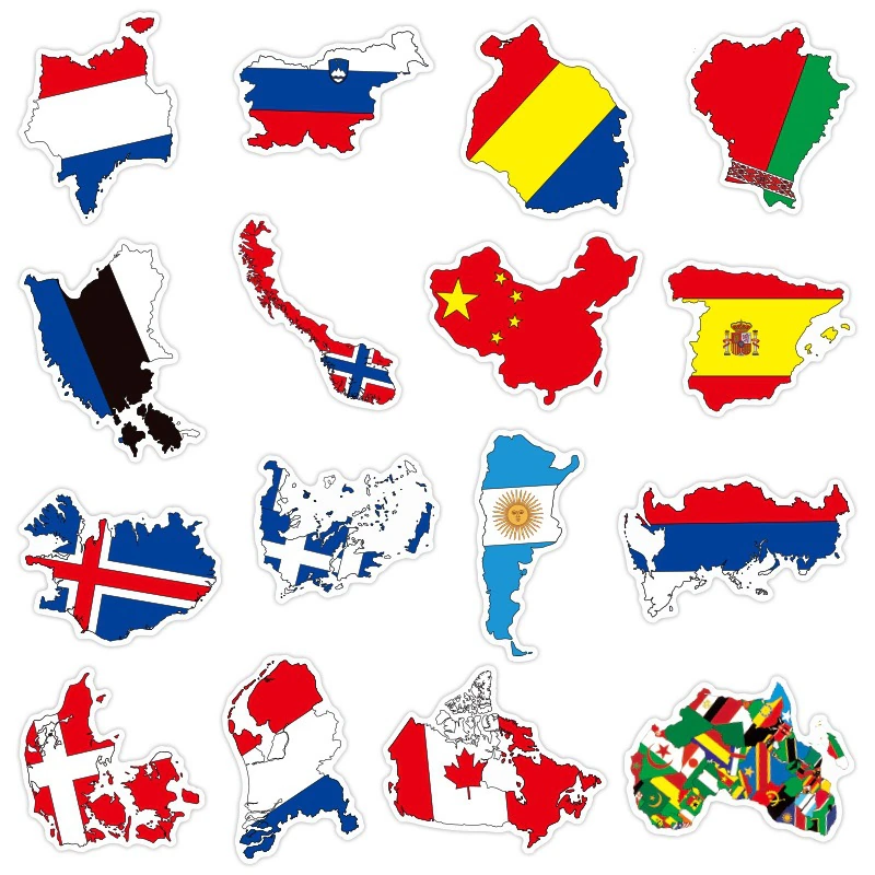 50 Pegatinas Impermeables- Banderas