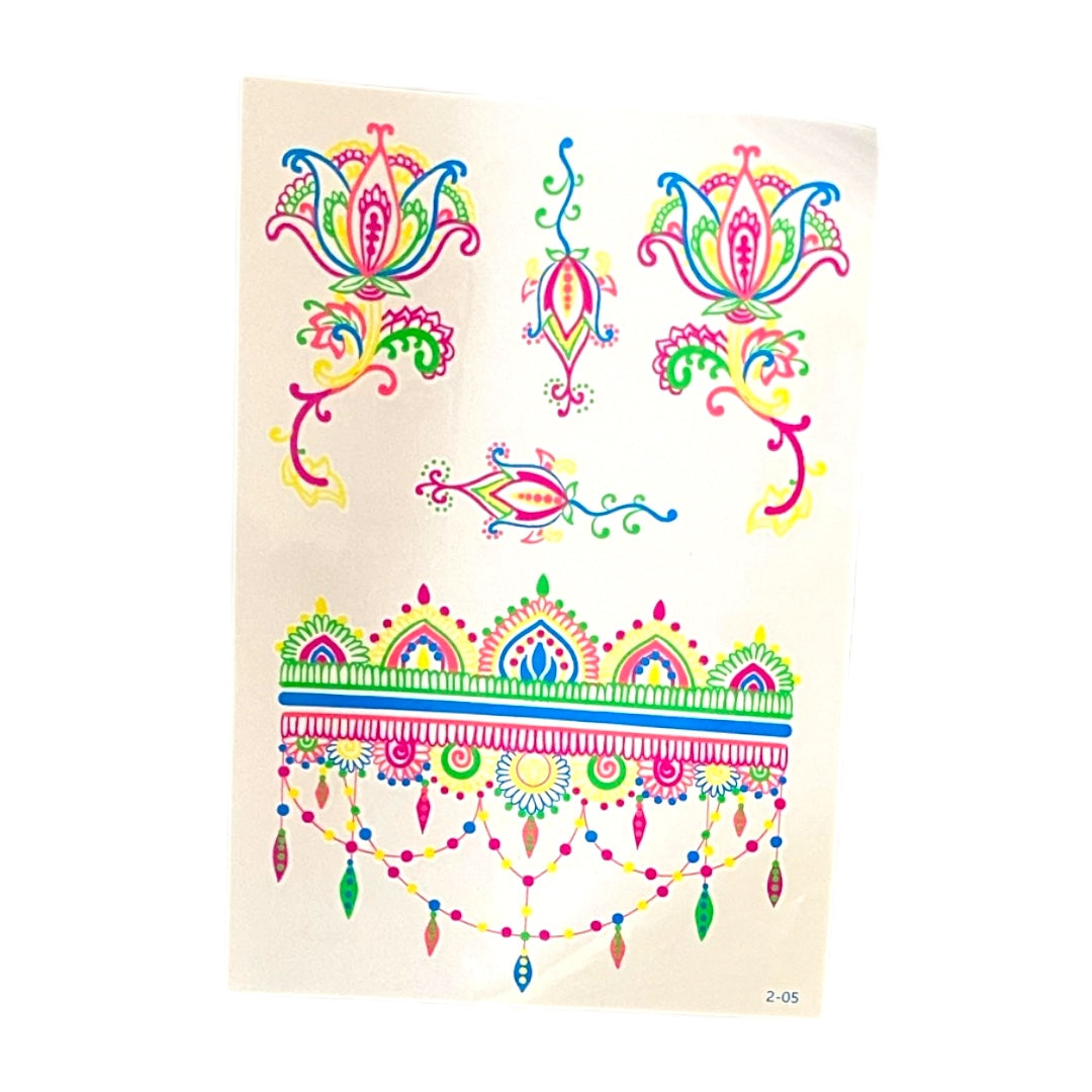 Tatuajes Neón fluorescente tatuaje temporal pegatinas UV brillante