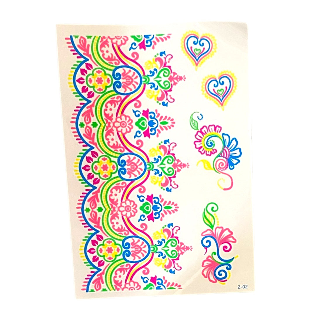Tatuajes Neón fluorescente tatuaje temporal pegatinas UV brillante