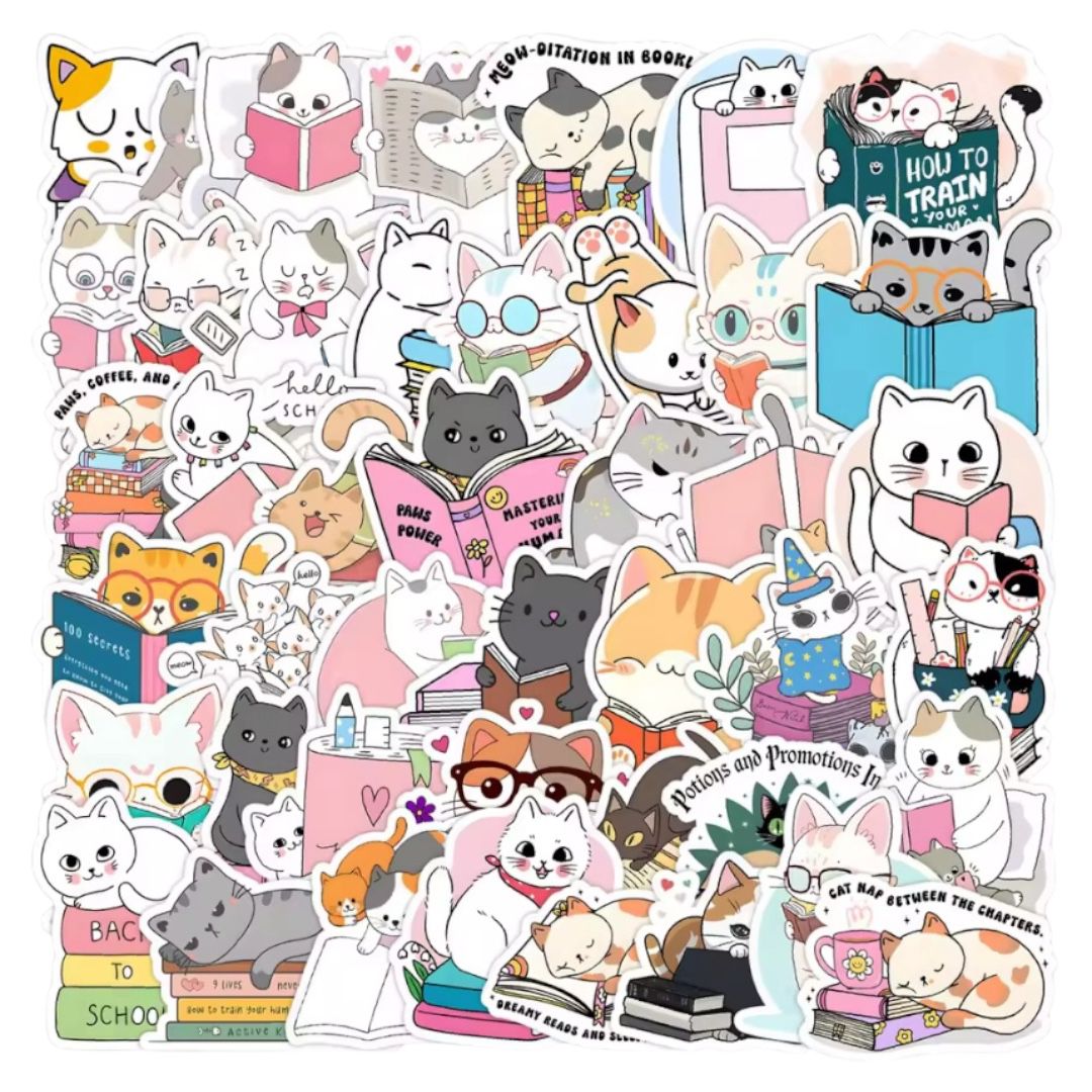 50 Pegatinas Impermeables- Perrito/Gatito