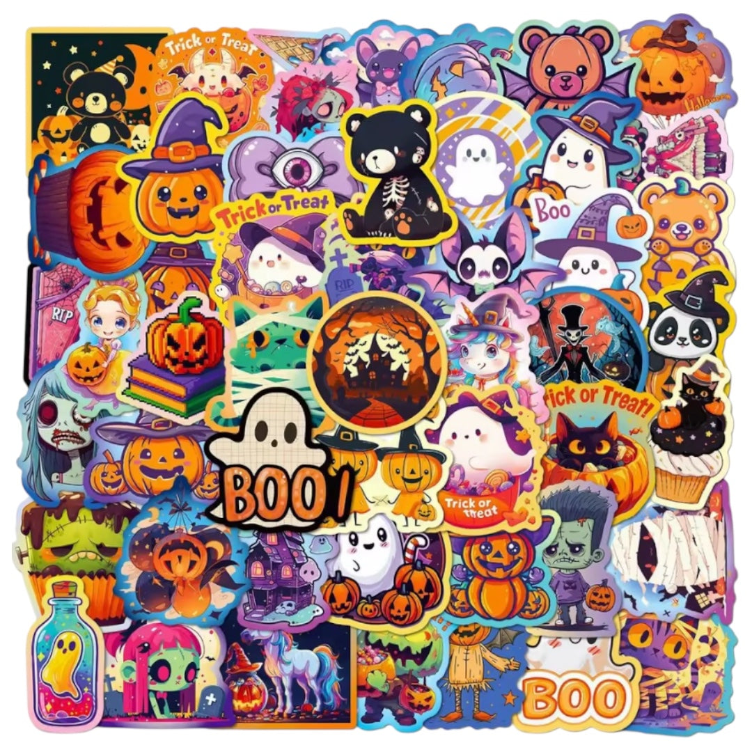 Pack x 50 stickers Impermeables Halloween Modelo 2