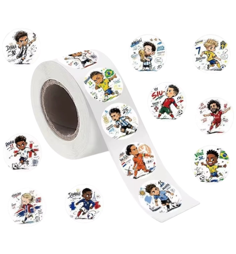 100 sticker en rollo jugadores de fútbol
