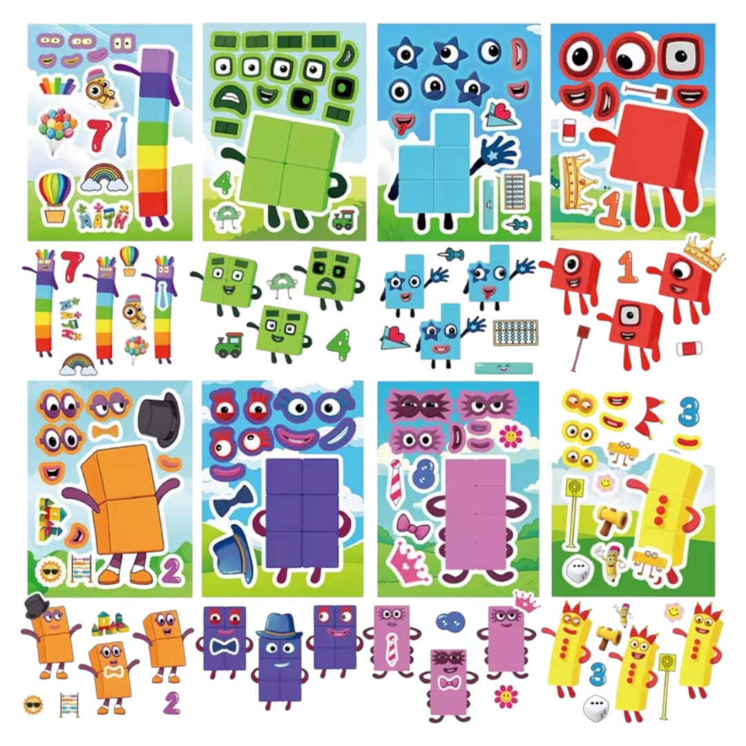 Láminas de Stickers Numberblocks Modelo 2