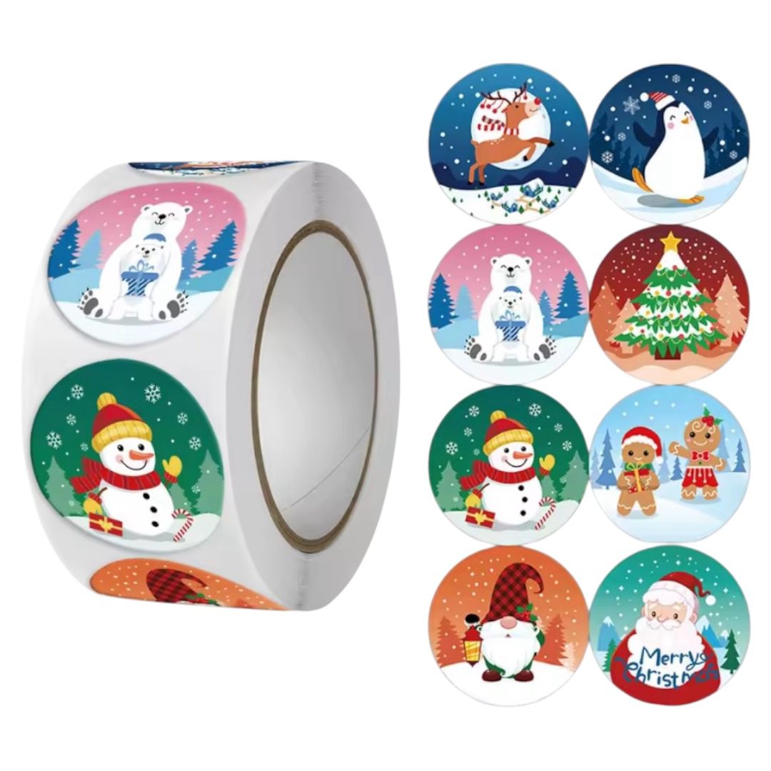 100 Stickers en Rollo - Modelos Navidad