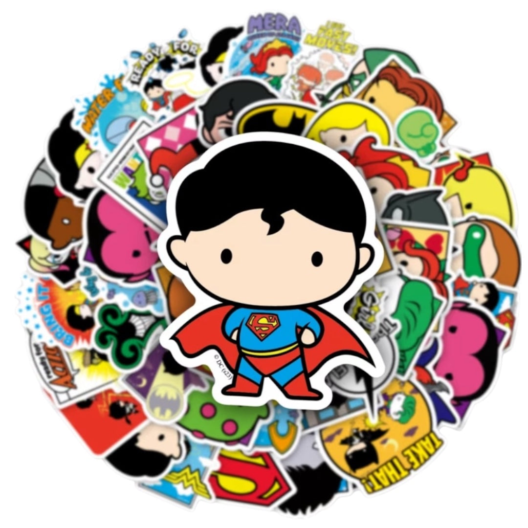 Pack x 50 stickers IMPERMEABLES Superheroes Modelo 4