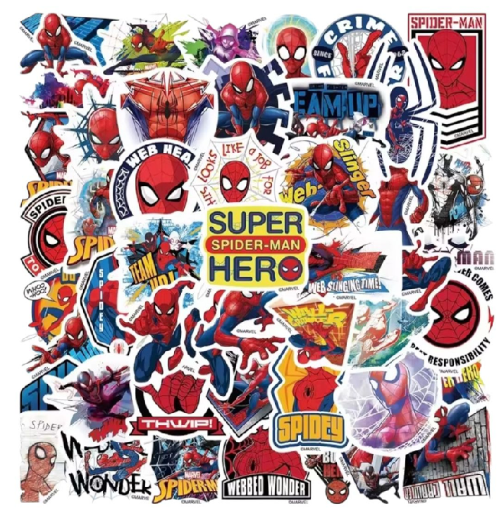 50 Pegatinas Impermeables- Spiderman