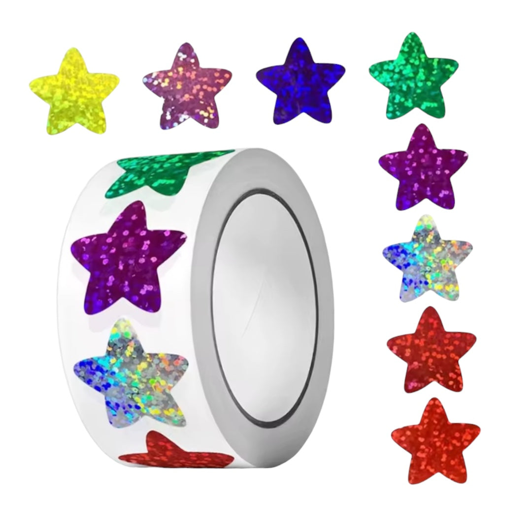 100 Stickers en Rollo - Estrellas de Colores