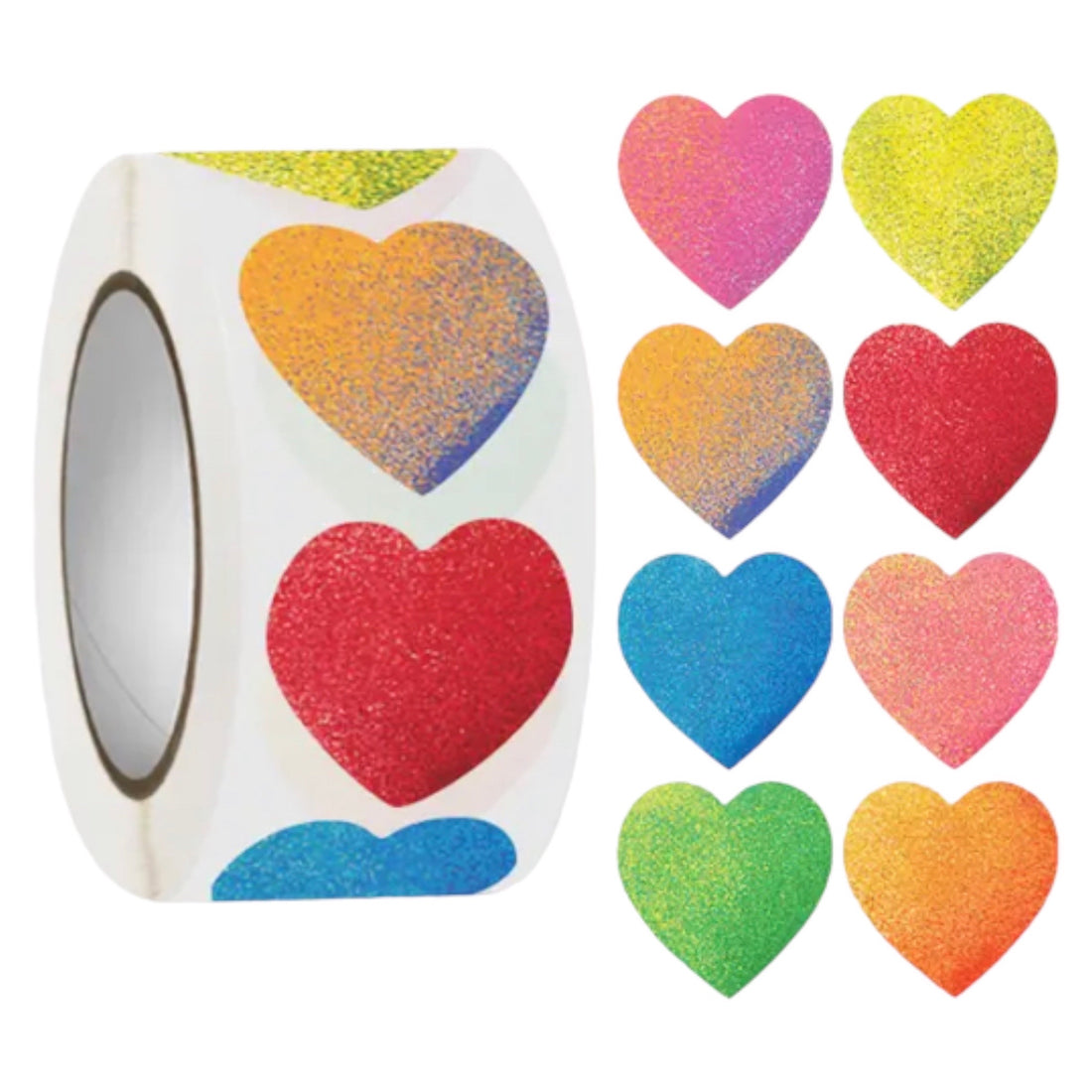 100 Stickers en Rollo - Modelos de Corazones