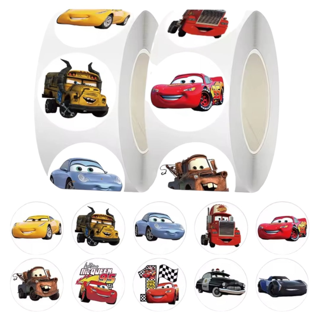 100 Stickers en Rollo - Cars Modelo 2