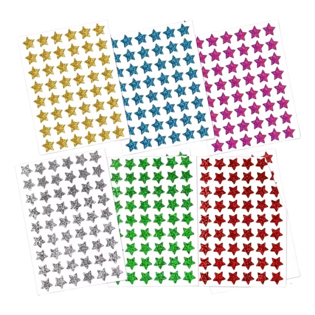 Pack x 6 láminas de Stickers Estrellas con brillo