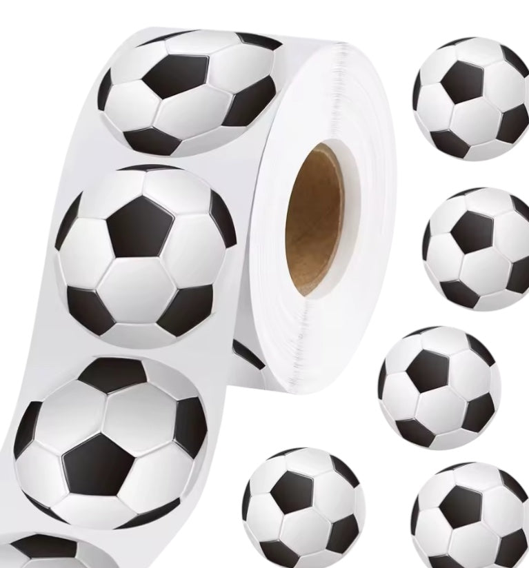 100 sticker en rollo pelotas de fútbol