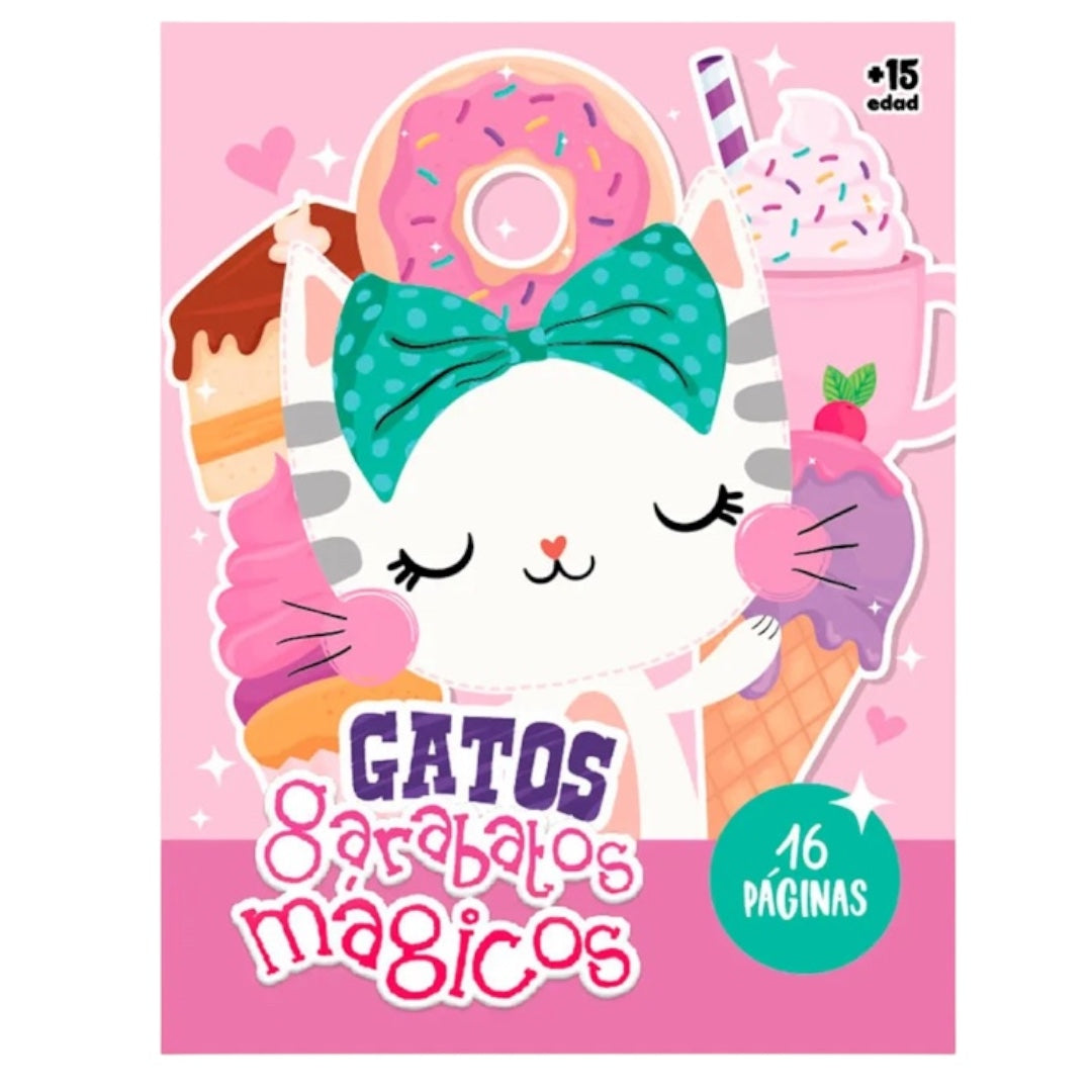 Libro para colorear Gatos garabatos mágicos