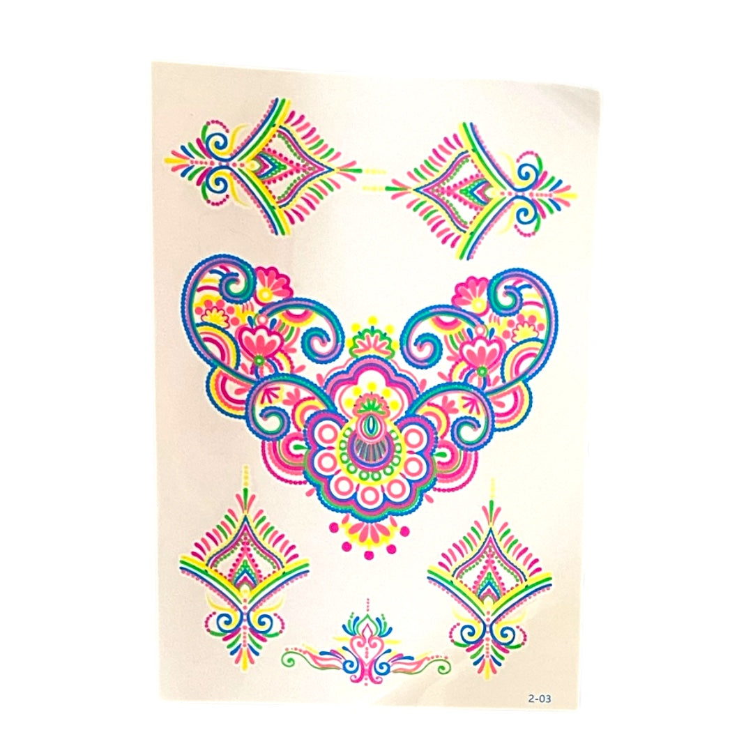 Tatuajes Neón fluorescente tatuaje temporal pegatinas UV brillante