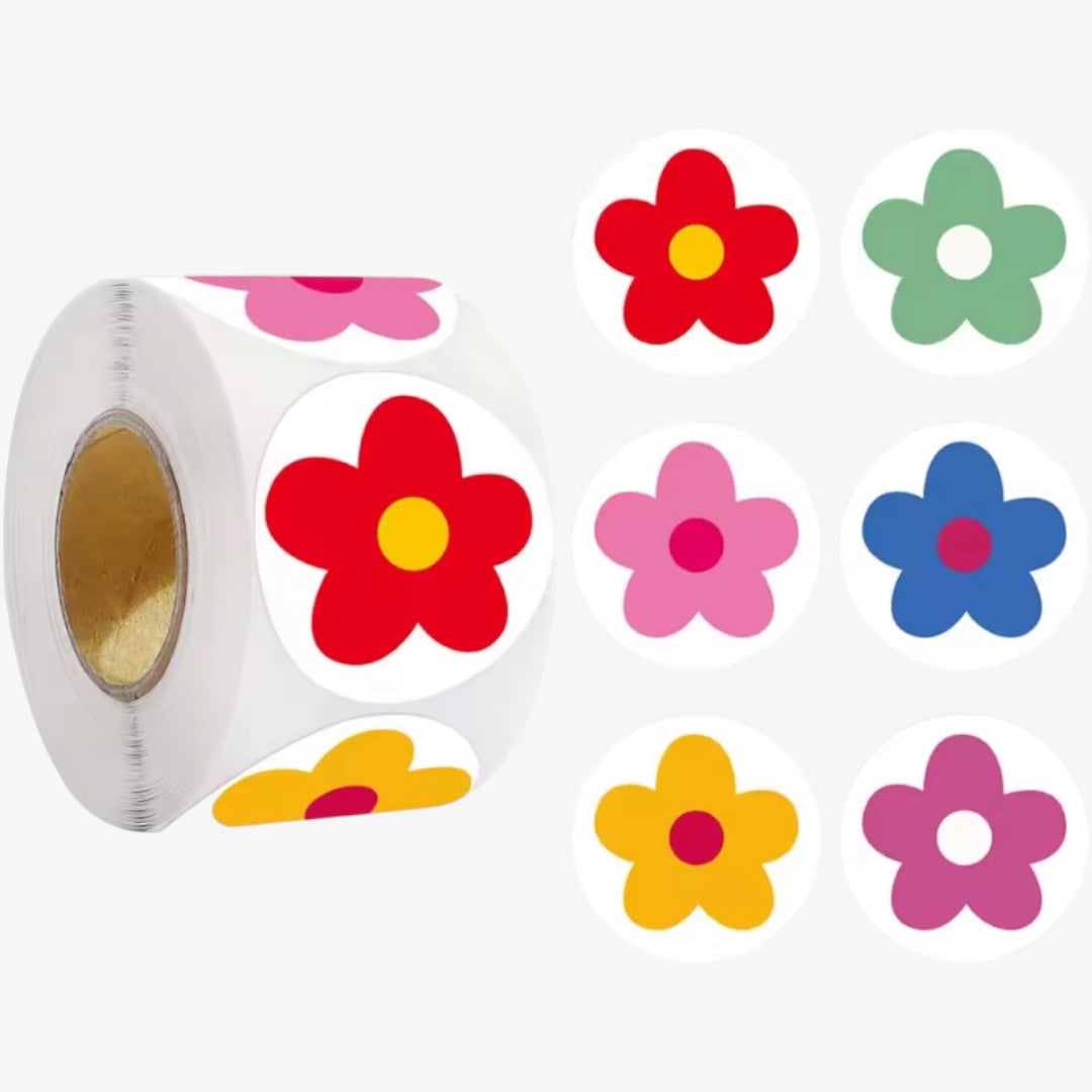 100 stickers en rollo flores