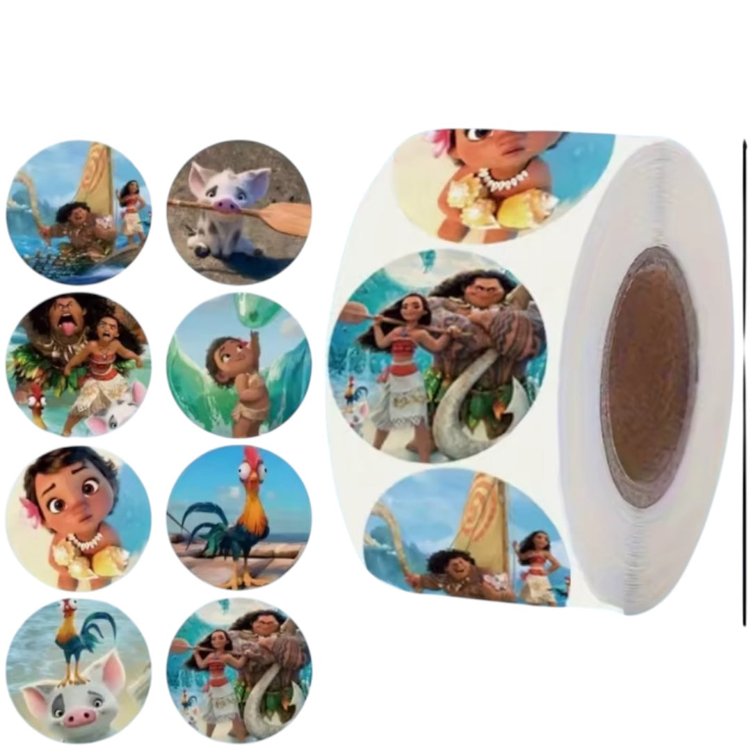 100 stickers en rollo Moana