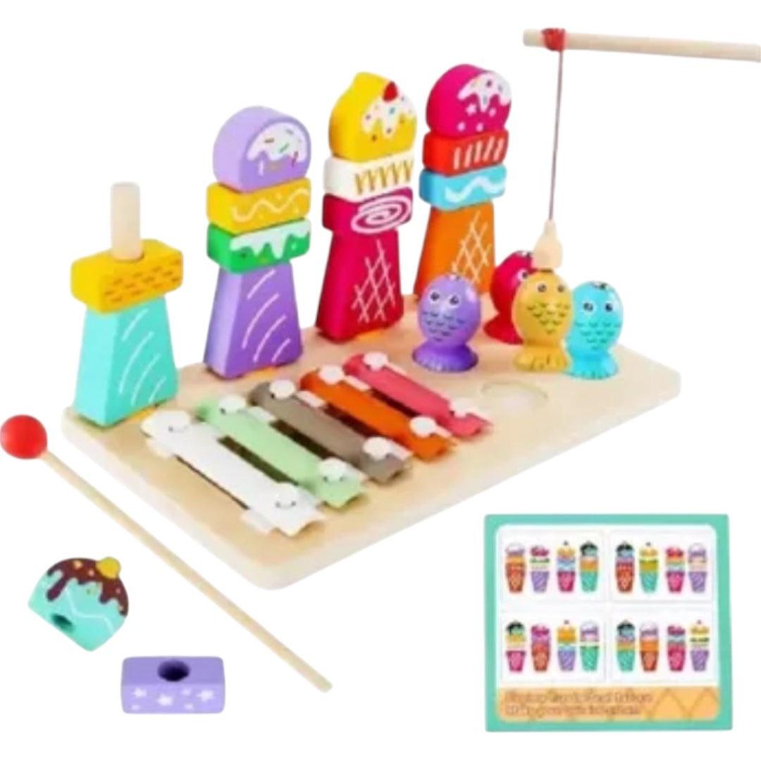 Juguete Encaje Didáctico Set Plantado Helado 3en1 Xilofo -Pesca
