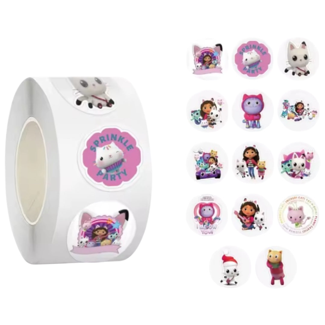 100 stickers en rollo pequeños la Casa de Muñecas de Gaby