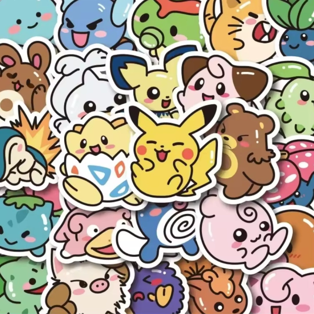 50 Stickers - Pokemon Impermeables Modelo 2
