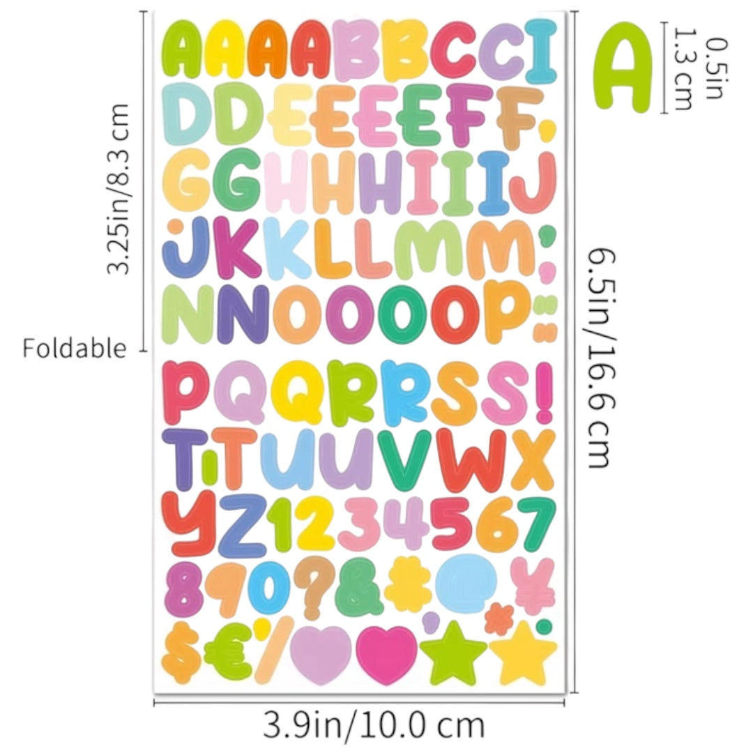 Pack x 5 láminas de stickers Alfabeto