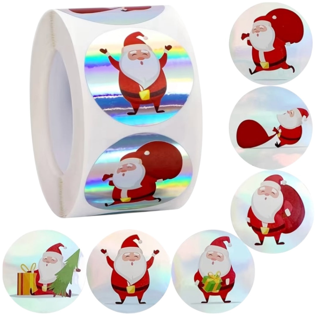 100 stickers en rollo Navidad - Papá Noel