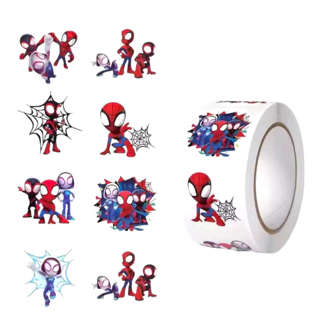 100 stickers en rollo Spidey y amigos