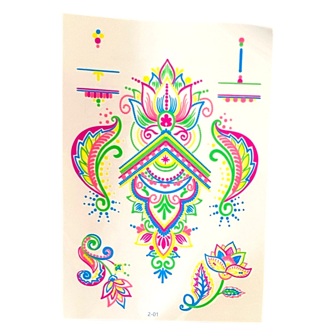 Tatuajes Neón fluorescente tatuaje temporal pegatinas UV brillante