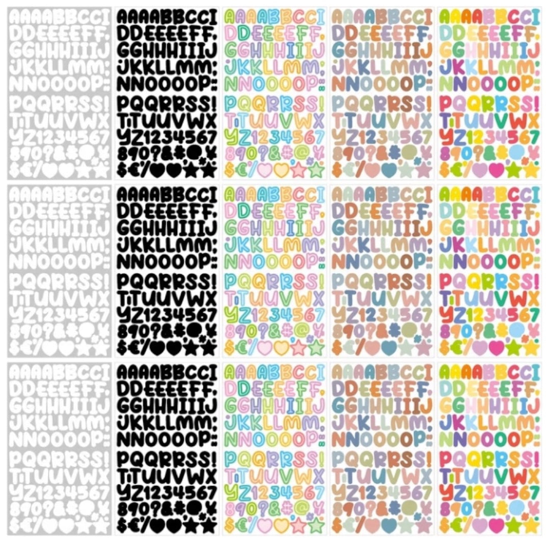 Pack x 5 láminas de stickers Alfabeto