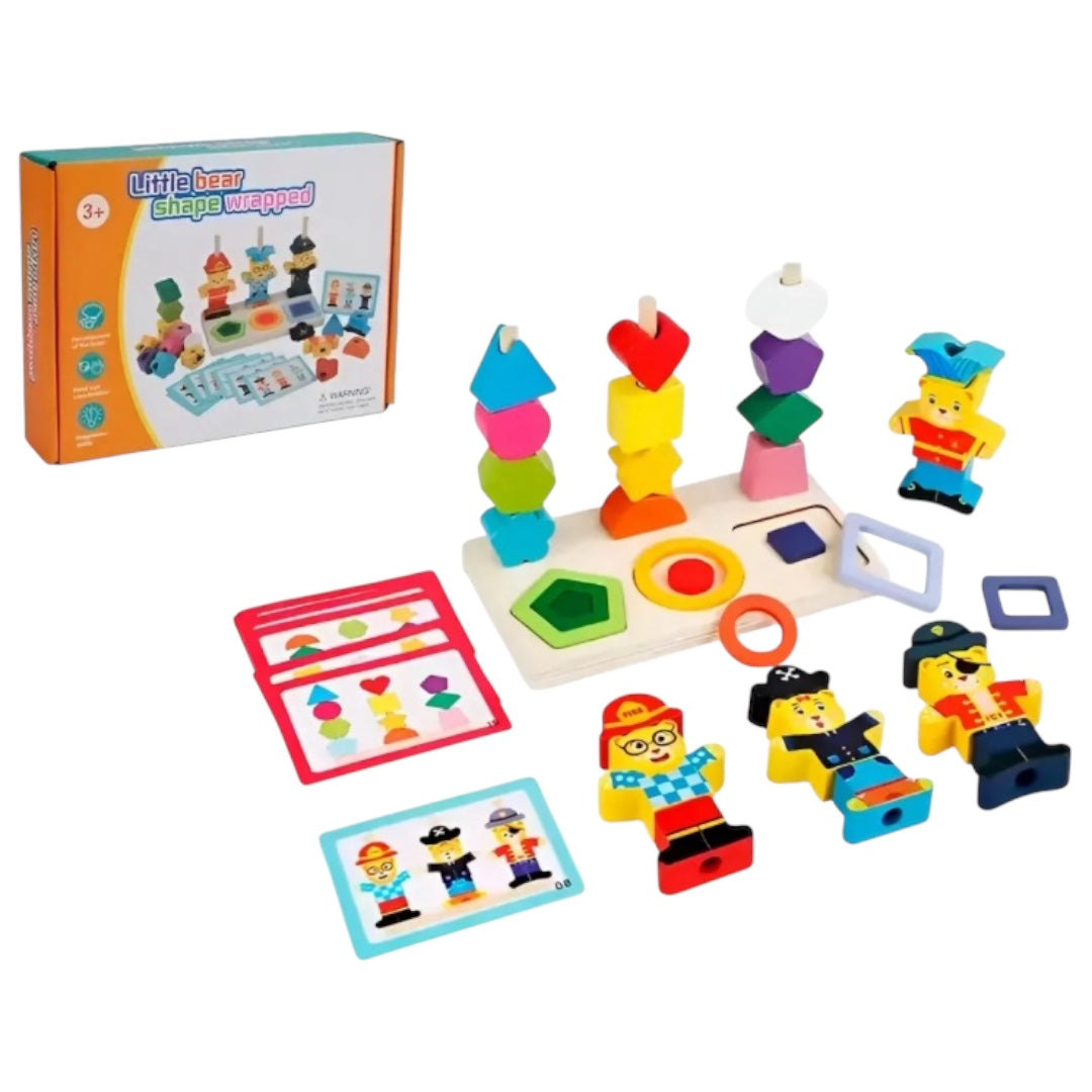 Juego De Mesa Madera Encastre Figuras Patrones Didactico