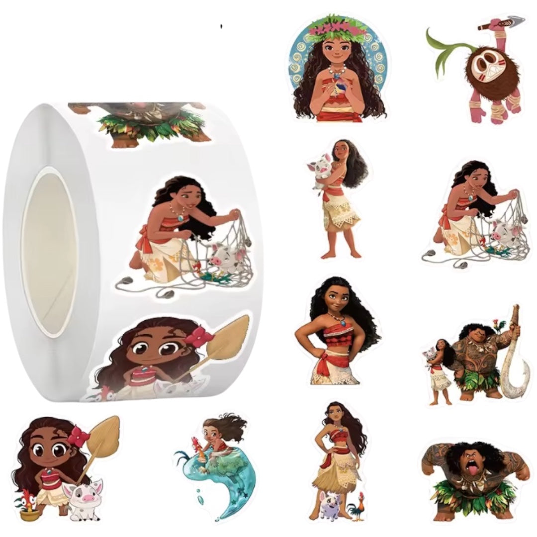 100 stickers en rollo Moana