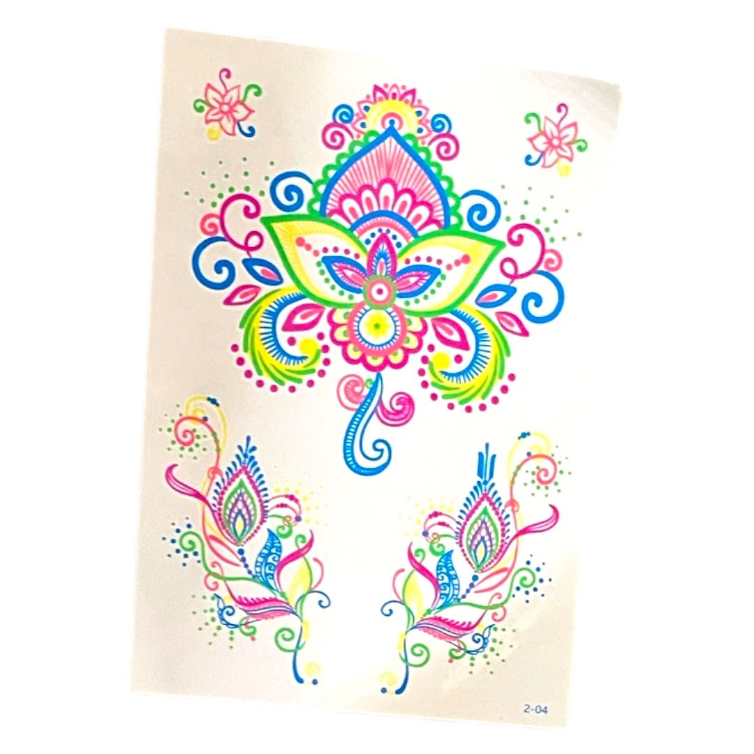 Tatuajes Neón fluorescente tatuaje temporal pegatinas UV brillante